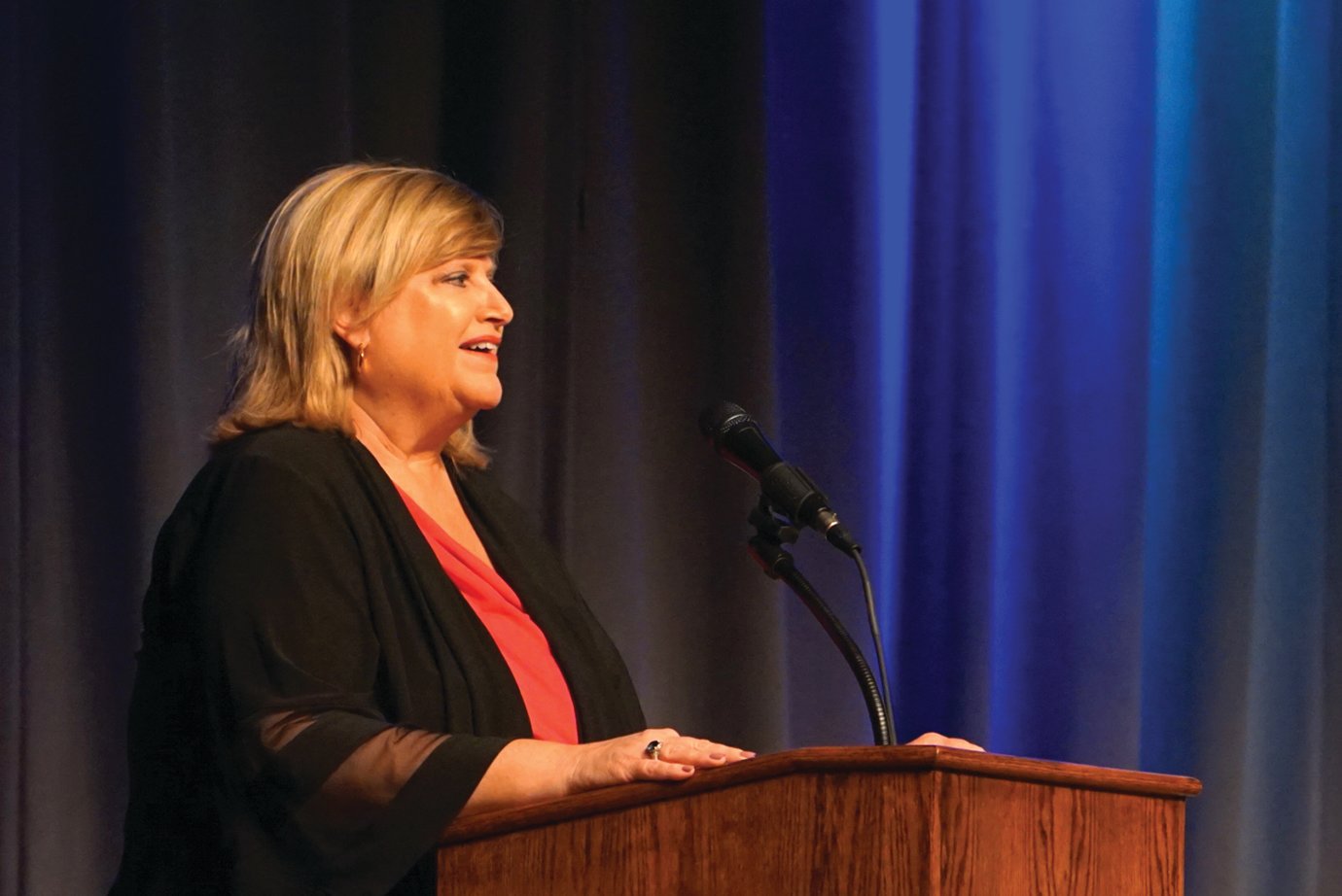 North Montgomery Superintendent Dr. Colleen Moran commences ceremonies Tuesday in the school